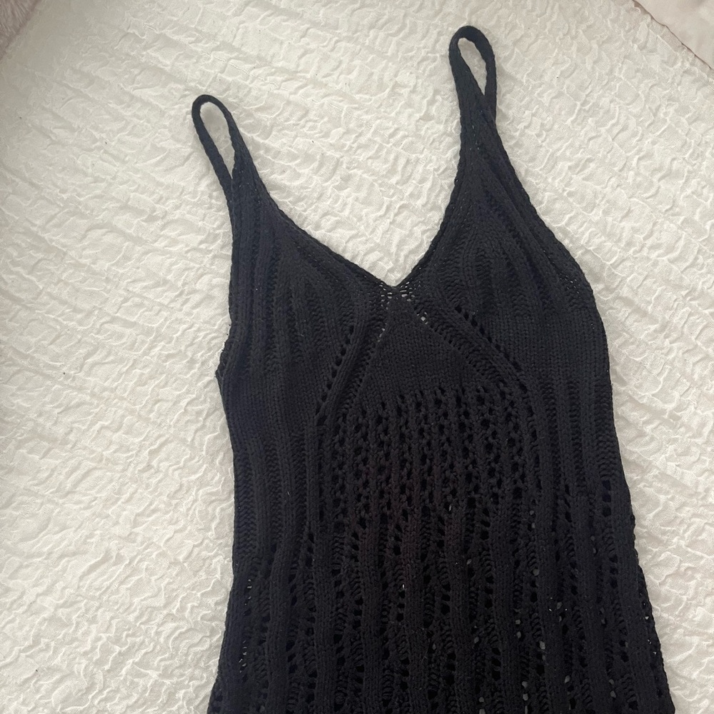 Black crochet oak + fort crochet coverup dress